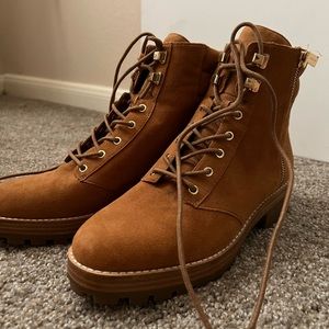 MICHAEL KORS CAMEL BROWN SUEDE LACE-UP BOOTS